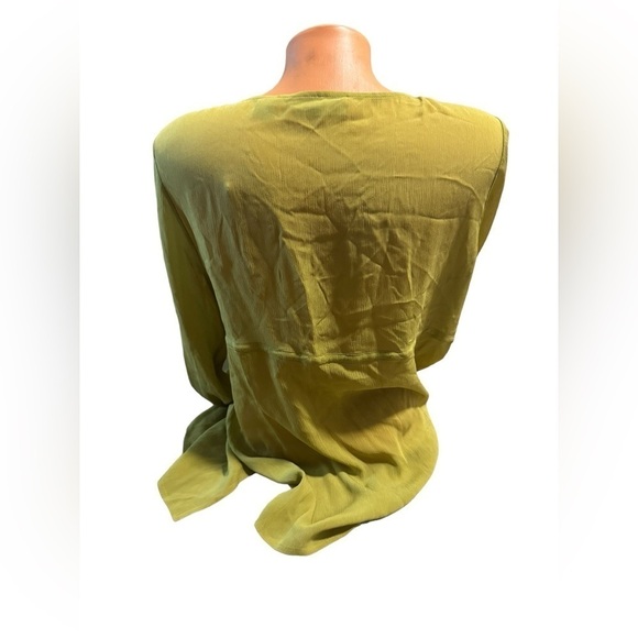 i.e. Women's 100% Silk Boho Gyspy Green Tunic Lace Empire Waist Size Medium - Picture 2 of 12